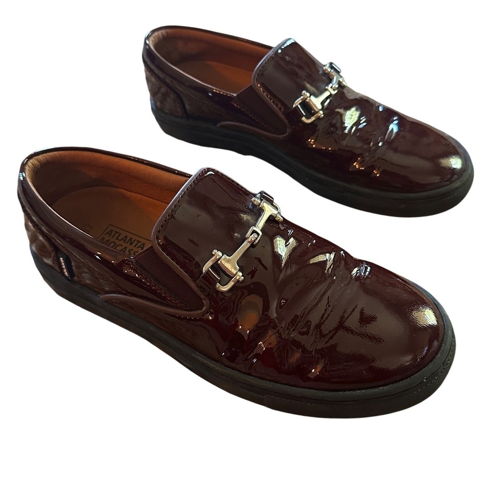Atlanta Mocassin Burgundy Patent Leather Horsebit wOMENS Loafers 37